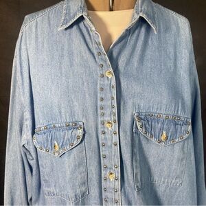 Studded Light Blue Denim Shirt